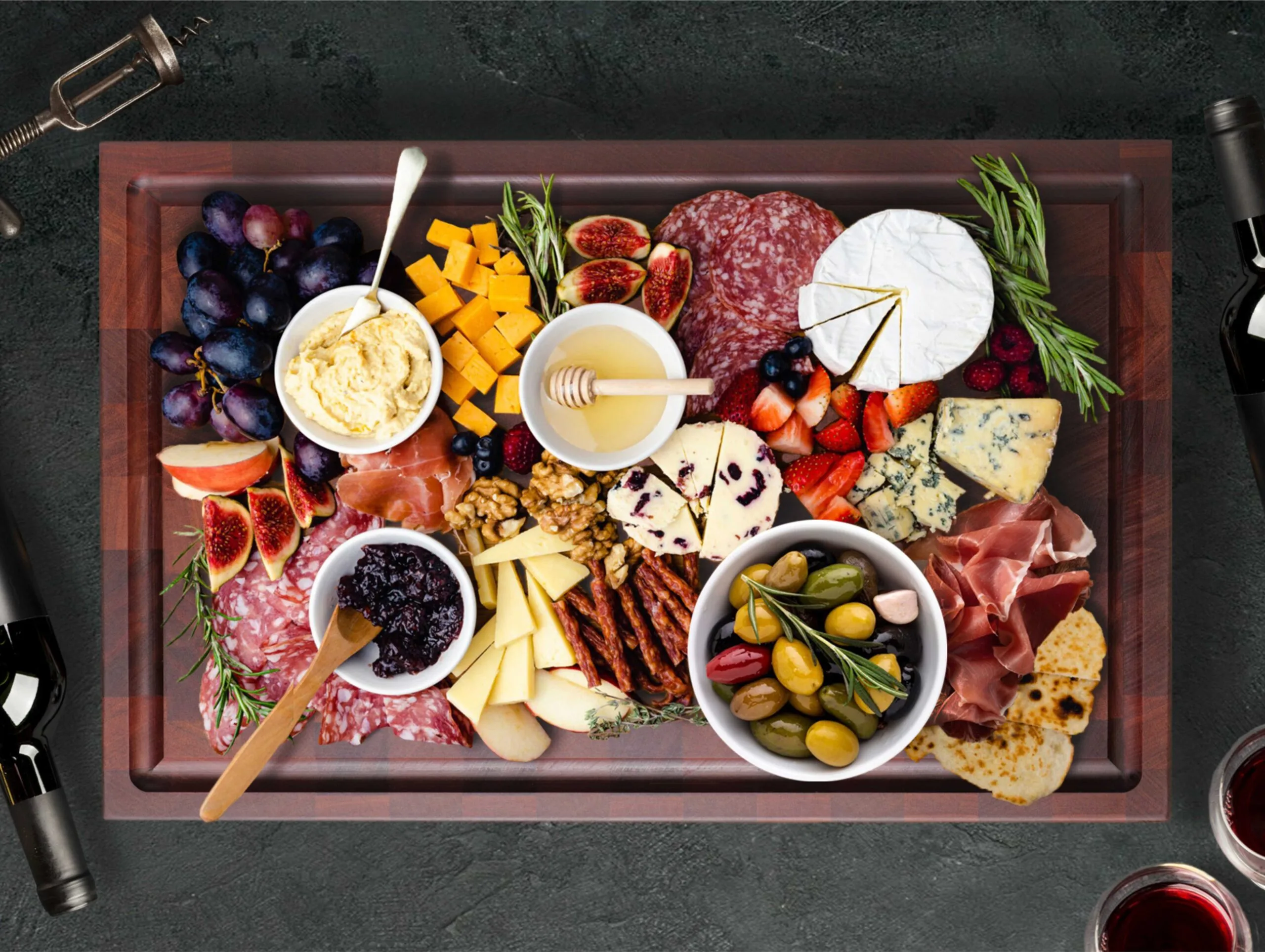 mahogany end grain chopping block serving charcuterie