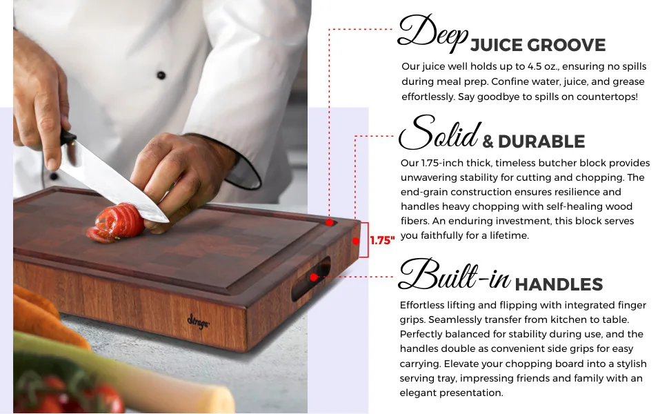 Reversible End Grain Mahogany Heavy-Duty Chopping Block